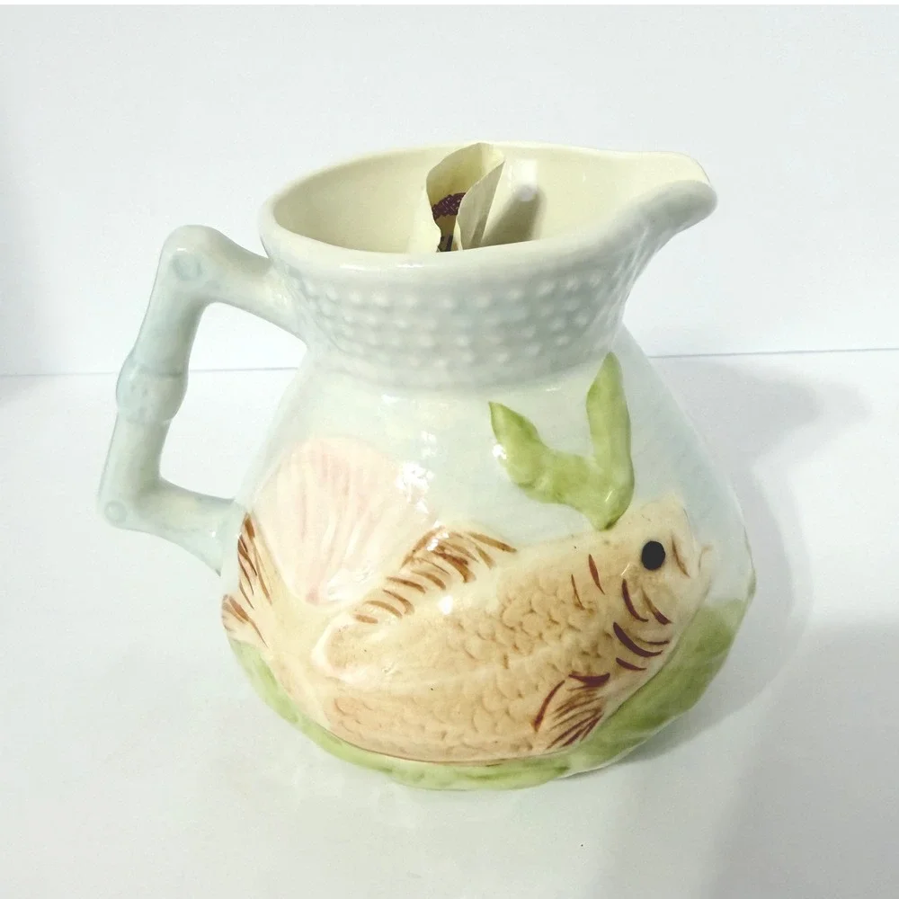 Shorter & Son Staffordshire England Hand Painted Fish Jug Ceramic Pitcher COA